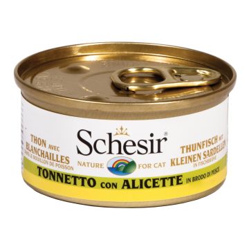 Schesir Gatto Lattina In Brodo Di Pesce Adulto Tonnetto & Alicette 70 Gr