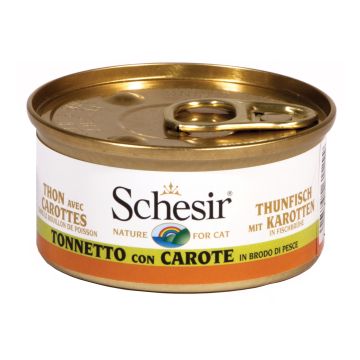 Schesir Gatto Lattina In Brodo Di Pesce Adulto Tonnetto & Carote 70 Gr