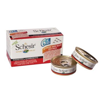 Schesir Gatto Lattina In Jelly Multipack Adulto Tonnetto & Gamberetti Cf. (6X50) Gr