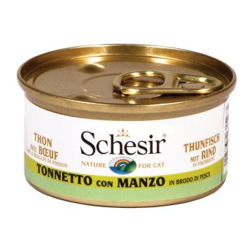 Schesir Gatto Lattina In Brodo Di Pesce Adulto Tonnetto & Manzo 70 Gr