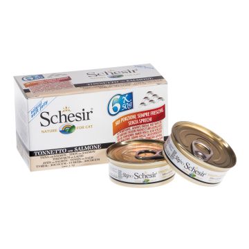 Schesir Gatto Lattina In Jelly Multipack Adulto Tonnetto & Salmone Cf. (6X50) Gr