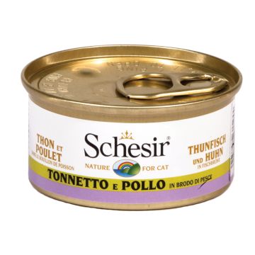 Schesir Gatto Lattina In Brodo Di Pesce Adulto Tonnetto & Pollo 70 Gr