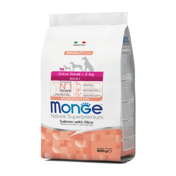Monge Cane Natural Superpremium Adulto Extra Small Salmone & Riso 800 Gr