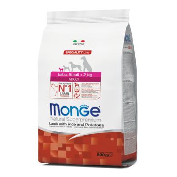 Monge Cane Natural Superpremium Adulto Extra Small Agnello, Riso & Patate 800 Gr