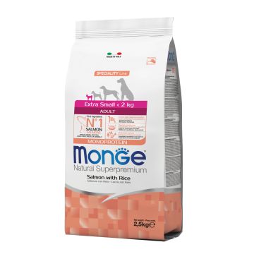 Monge Cane Natural Superpremium Adulto Extra Small Salmone & Riso 2,5 Kg