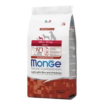 Monge Cane Natural Superpremium Adulto Mini Agnello, Riso & Patate 2,5 Kg