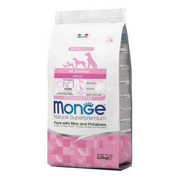 Monge Cane Natural Superpremium Adulto All Breeds Maiale, Riso & Patate 2,5 Kg