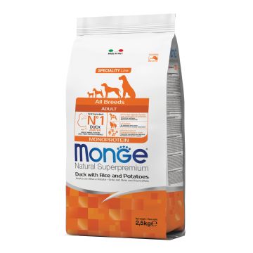 Monge Cane Natural Superpremium Adulto All Breeds Anatra, Riso & Patate 2,5 Kg