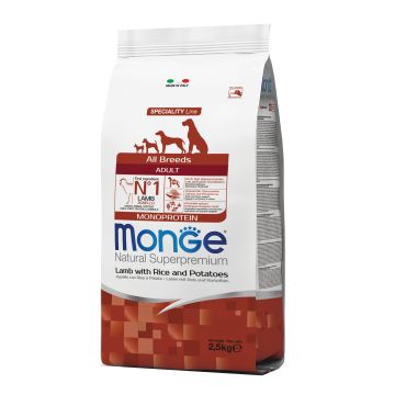Monge Cane Natural Superpremium Adulto All Breeds Agnello, Riso & Patate 2,5 Kg