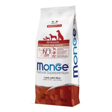 Monge Cane Natural Superpremium Puppy&Junior All Breeds Agnello & Riso 12 Kg
