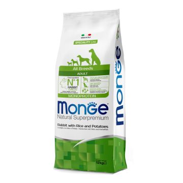 Monge Cane Natural Superpremium Adulto All Breeds Coniglio, Riso & Patate 12 Kg