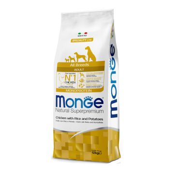 Monge Cane Natural Superpremium Adulto All Breeds Pollo, Riso & Patate 12 Kg