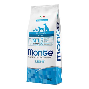 Monge Cane Natural Superpremium Light Adulto All Breeds Salmone & Riso 12 Kg