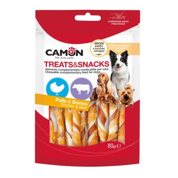 Camon Cane Snack Rolls Bicolore Bovino, Suino & Pollo 80 Gr