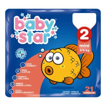 Pannolino babystar 3/6kg t2 21 pezzi
