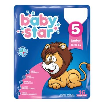 Pannolino babystar 12/25kg t5 16 pezzi