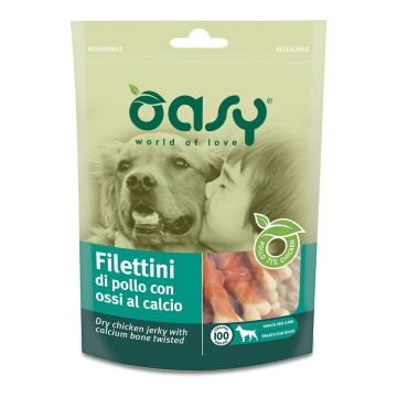 Oasy Cane Snack Busta Filettini Di Pollo Con Ossi Al Calcio 100 Gr