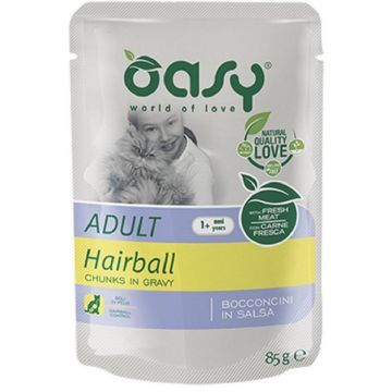 Oasy Gatto Bocconcini In Salsa Adulto Hairball Pollo 85 Gr