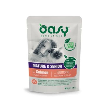 Oasy Gatto Bocconcini In Salsa Mature&Senior Salmone 85 Gr