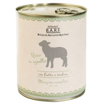 Barf mangime completo per cane ricco in agnello con frutta e verdura 800 g