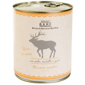 Barf cane trito di cervo con mele mirtilli e zucca 800 g