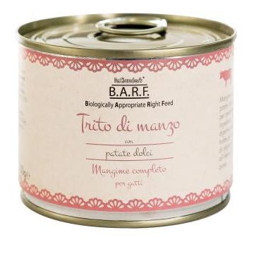 Barf gatto trito di manzo con patate dolci 200 g