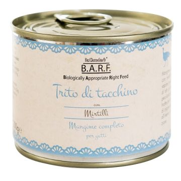 Barf gatto trito di tacchino con mirtilli 200 g