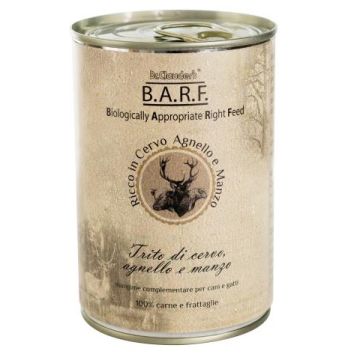 Barf mangime complementare per cani e gatti ricco in cervo agnello e manzo 400 g