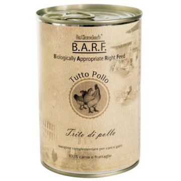 Barf mangime complementare per cani e gatti tutto pollo trito di pollo 400 g
