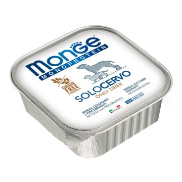 Monge Cane Monoprotein Vaschetta Adulto Solo Cervo 150 Gr