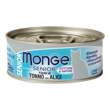 Monge Gatto Jelly Lattina Senior Filetti Di Tonno & Acciughine 80 Gr
