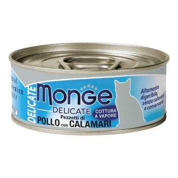 Monge Gatto Delicate Lattina Adulto Pezzetti Di Pollo & Calamari 80 Gr