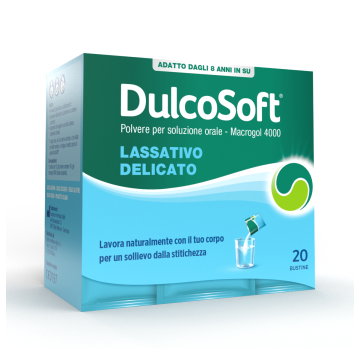 Dulcosoft Polvere per Soluzione Orale, Lassativo, Macrogol per Stitichezza 20 Bustine