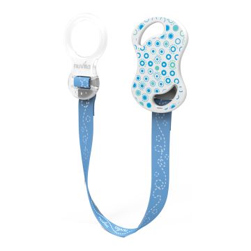 Nastrino porta succhietto con anello blu