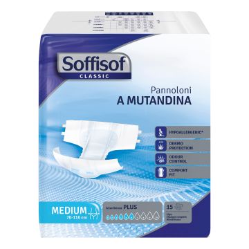 Pannolone per incontinenza a mutandina soffisof classic plus medium 15 pezzi