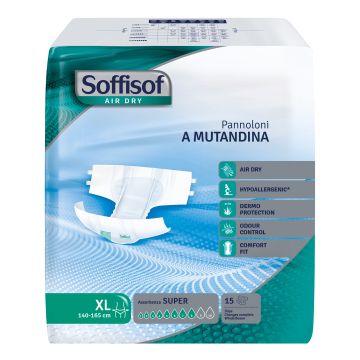 Soffisof air dry pannolino mutandina super xl 15 pezzi