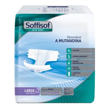 Soffisof air dry pannolino mutandina maxi l 15 pezzi