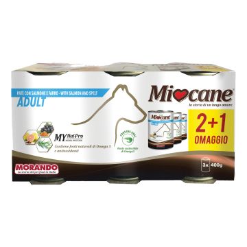 Miocane Pate' Tris Adult Salmone/Farro 3 X 400 G