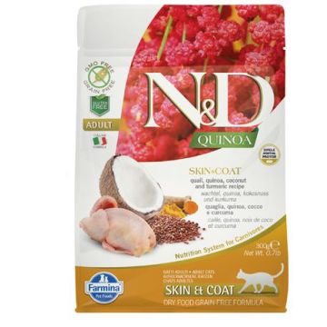 N&d quinoa feline skin&coat quail quinoa coconut and turmeric adult 300 g