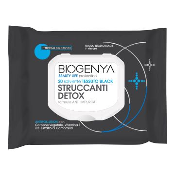 Biogenya beauty life protection 20 salviette tessuto black struccanti detox