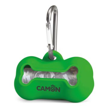Camon Cane Dispenser Sacchetti Igienici In Silicone Con Rotolo (20 Pezzi) Verde