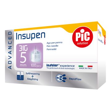 Pic Insupen Advanced Ago Penna Insulina 31G 5mm 100 Pezzi