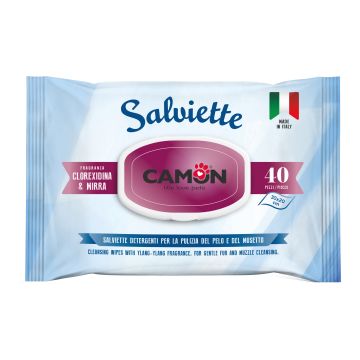 Camon Salviette Detergenti 40 Pezzi Clorexidina & Mirra Igienizzanti