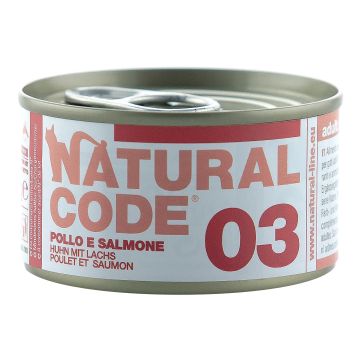 Natural Code Gatto Lattina (03) Adulto Pollo & Salmone 85 Gr