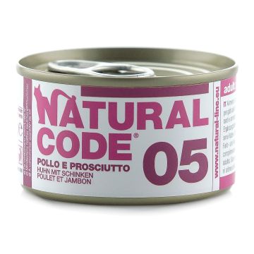 Natural Code Gatto Lattina (05) Adulto Pollo & Prosciutto 85 Gr