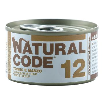 Natural Code Gatto Lattina (12) Adulto Tonno & Manzo 85 Gr