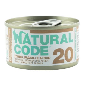 Natural Code Gatto Lattina (20) Adulto Tonno, Fagioli & Alghe 85 Gr