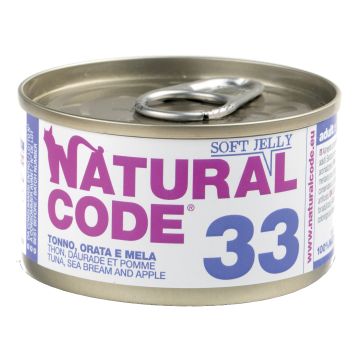 Natural Code Gatto Lattina (33) Adulto Tonno, Orata & Mela 85 Gr