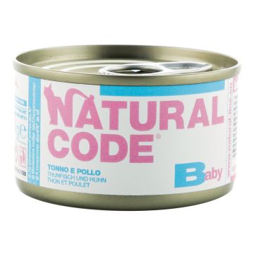 Natural Code Gatto Lattina Kitten Baby Tonno & Pollo 85 Gr