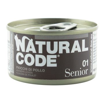 Natural Code Gatto Lattina (S01) Senior Fiocchi Di Pollo 85 Gr